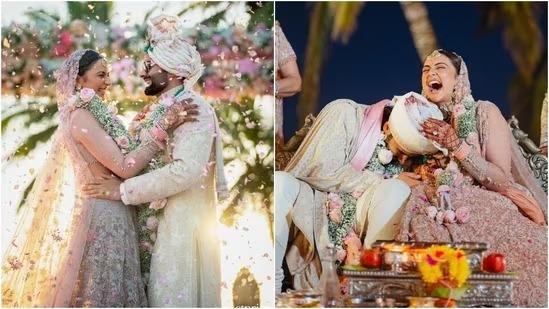 Rakul Preet Singh looks stunning in a pink choora and romper after her wedding. See picture.