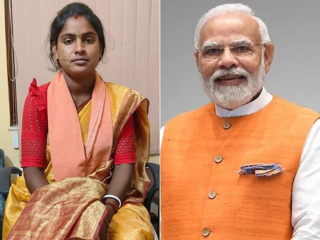 PM Modi chats with Rekha Patra, the BJP's Basirhat Lok Sabha candidate and Sandeshkhali victim.