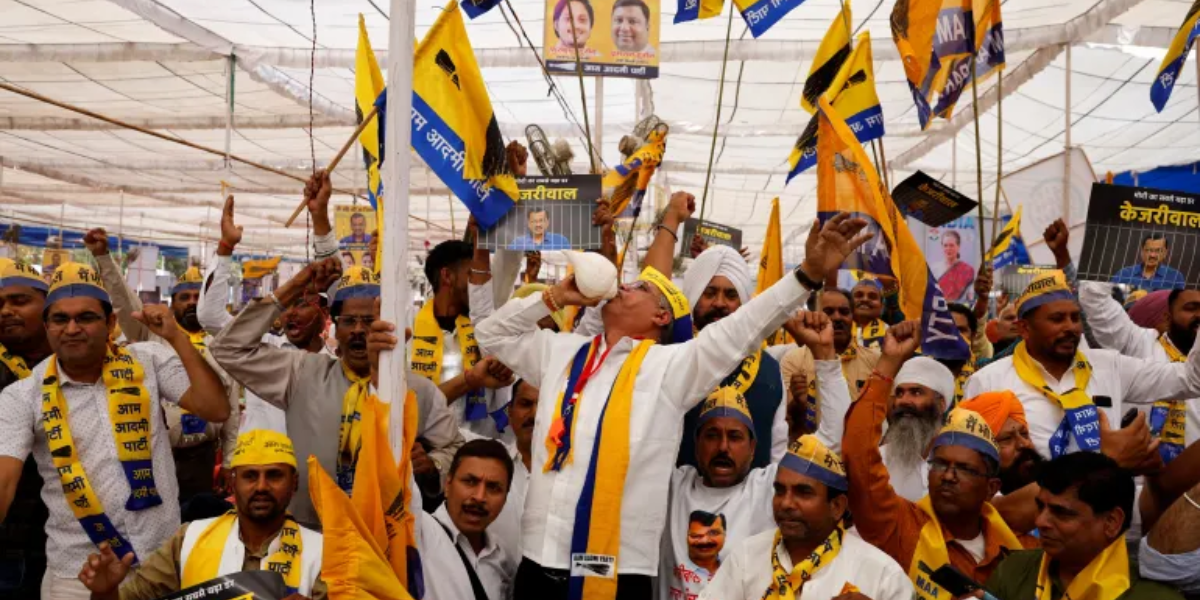 India opposition demonstrations in the capital against Kejriwal's arrest before the election.